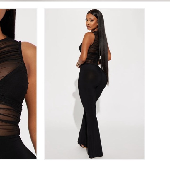 Fashion Nova Black Mesh Detail Jumpsuit - Picture 3 of 6